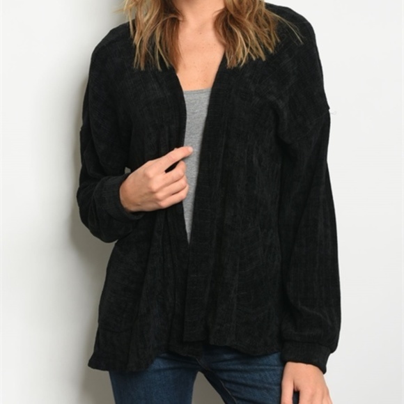chenille cardigan black